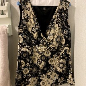 INC black and white top size 1x and matching pant size 16 in cream